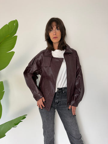 Bomber eco pelle intrecciato