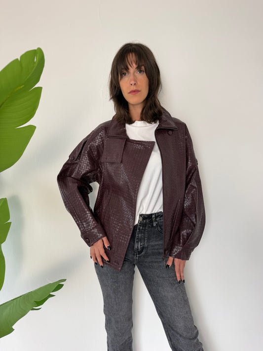 Bomber eco pelle intrecciato