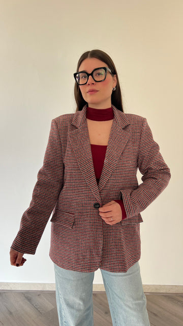 Giacca pied poule borgogna