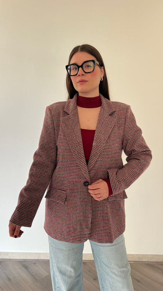 Giacca pied poule borgogna