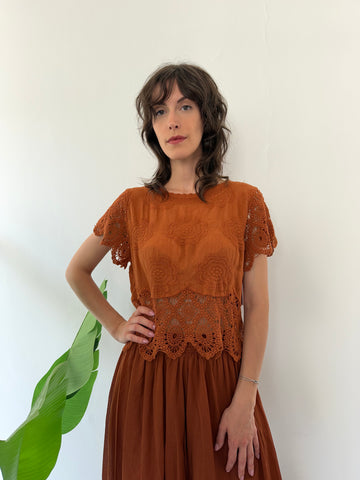 Maglia cotone e macramé