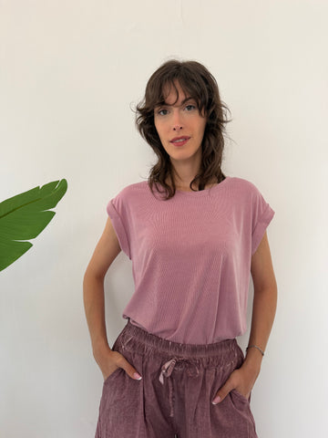 Maglia viscosa finta costina