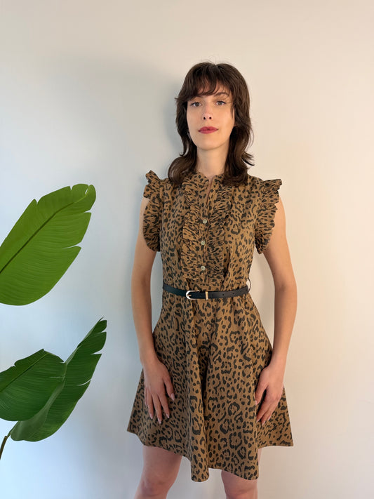 Abito in cotone leopardato