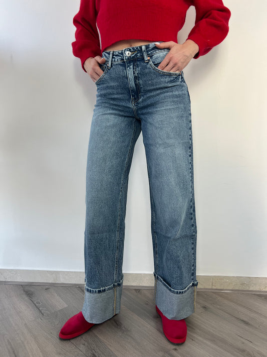 Jeans con risvolto