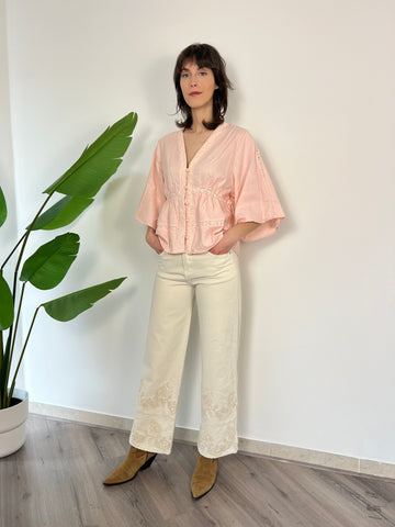 Jeans con ricami cotone