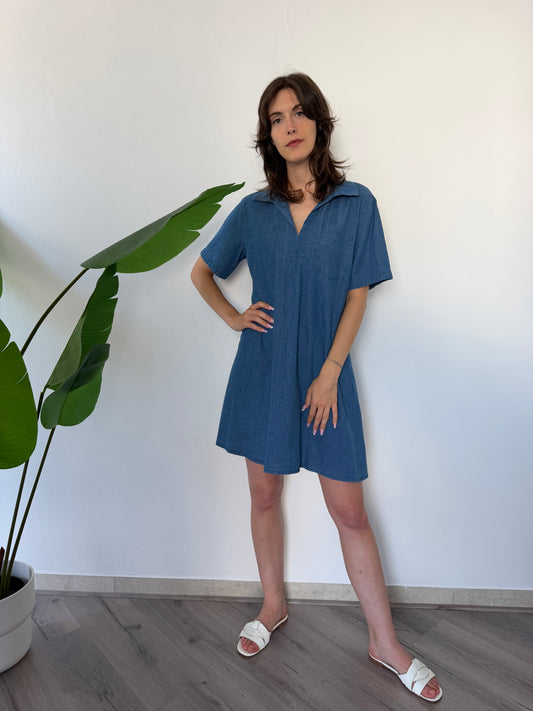 Abito in tela di cotone effetto Denim