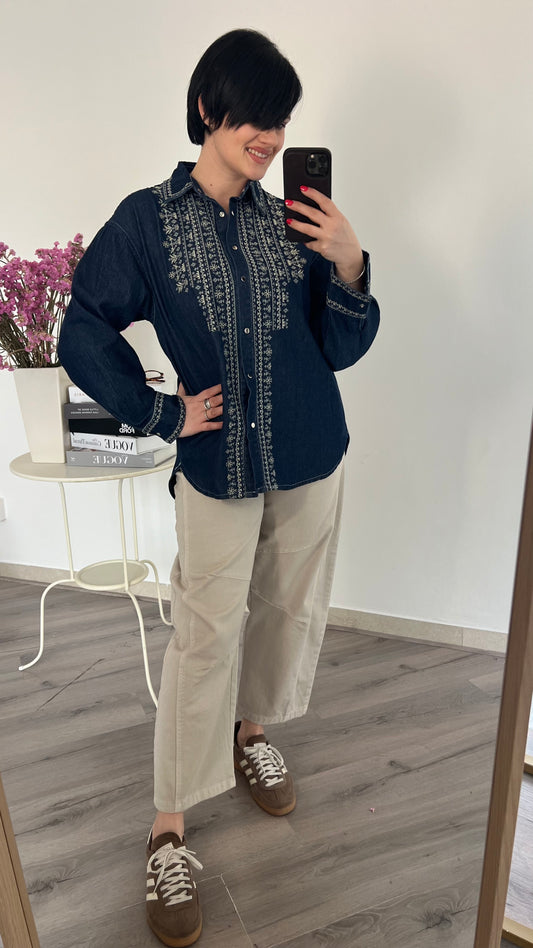 Camicia Denim con ricami