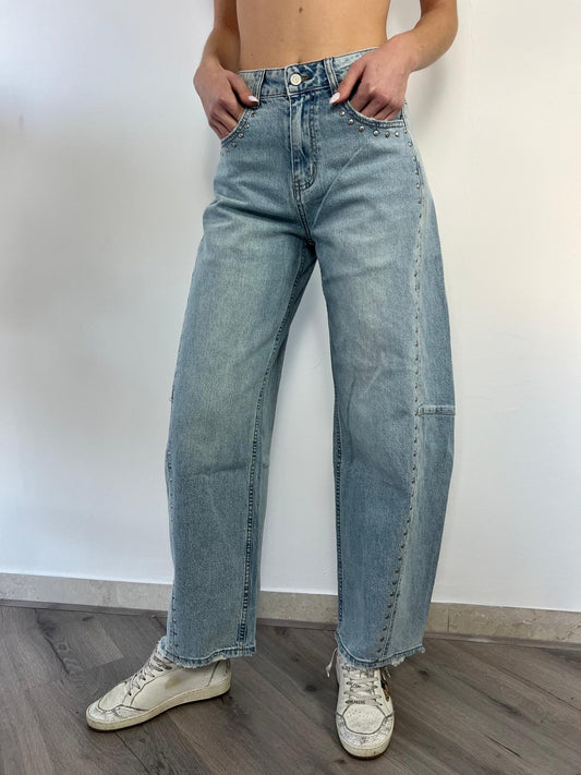 Jeans barrel borchie