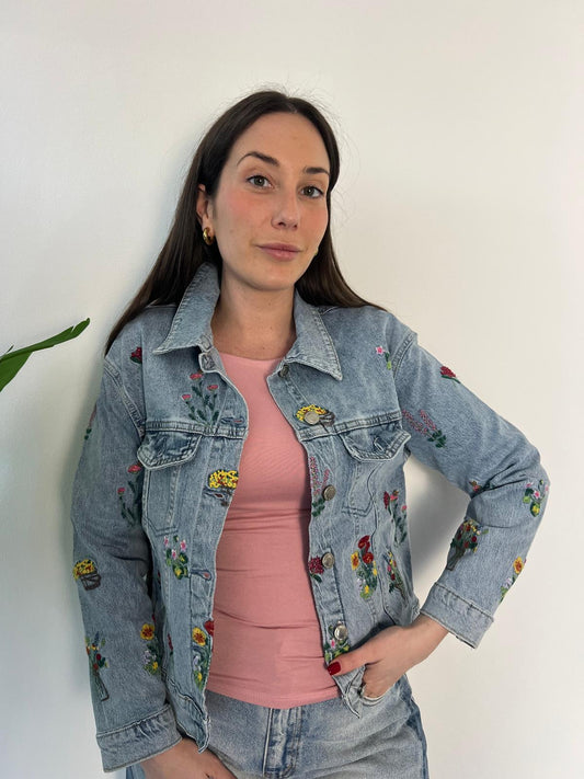 Giacca jeans ricami
