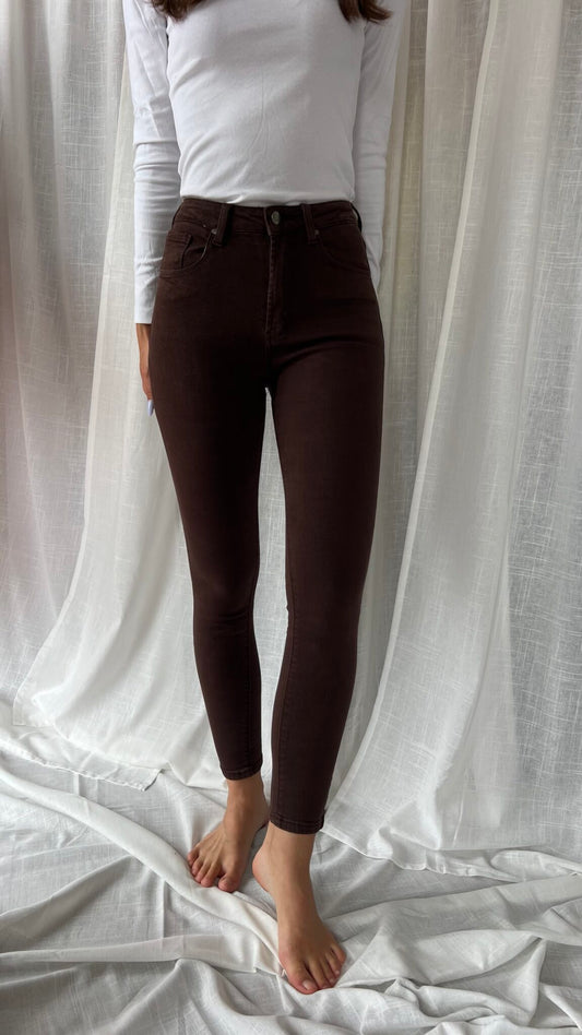 Jeans skinny cioccolato
