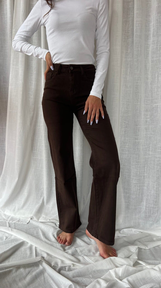 Jeans wide leg cioccolato