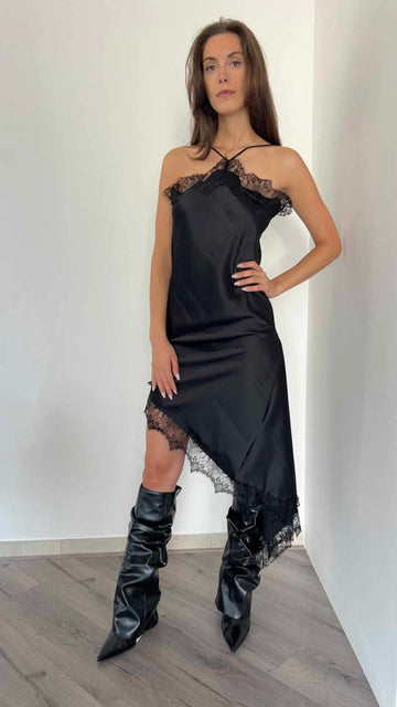 Abito satin e pizzo