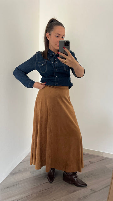 Gonna lunga camoscio