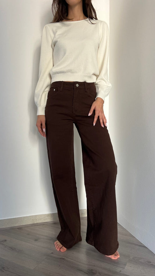 Jeans palazzo cioccolato