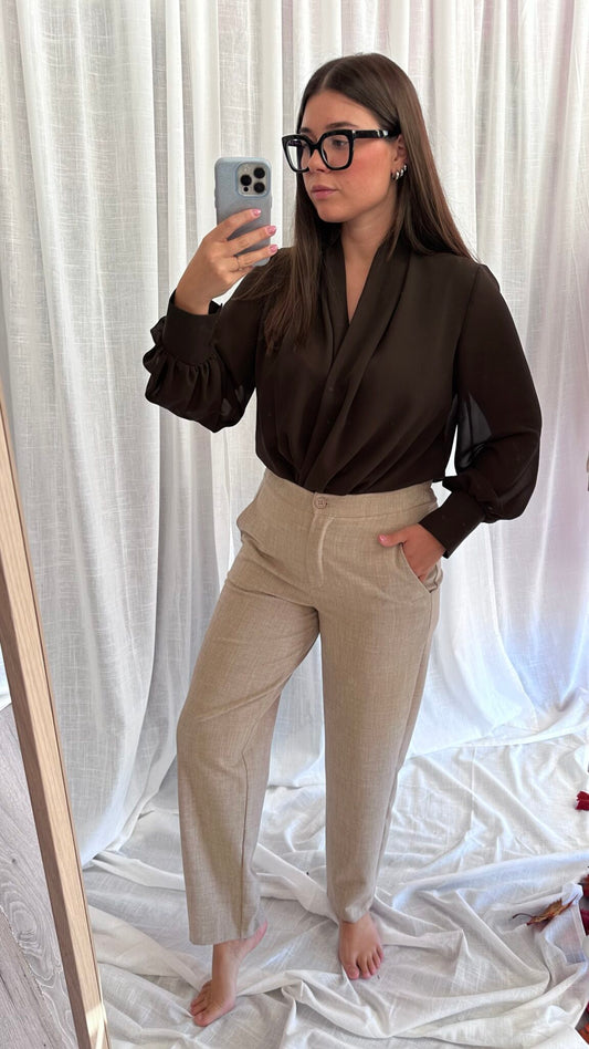 Pantalone beige melange