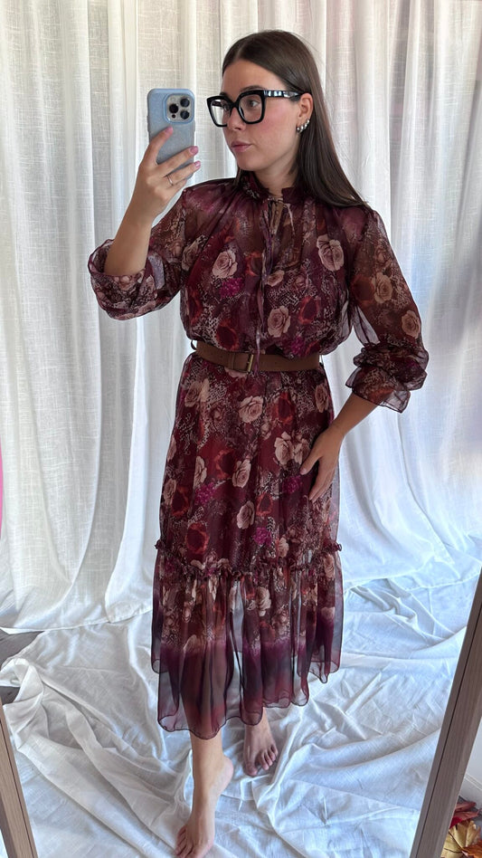 Abito lungo floreale velato