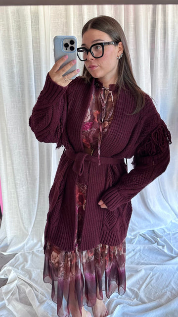 Maxi cardigan con frange