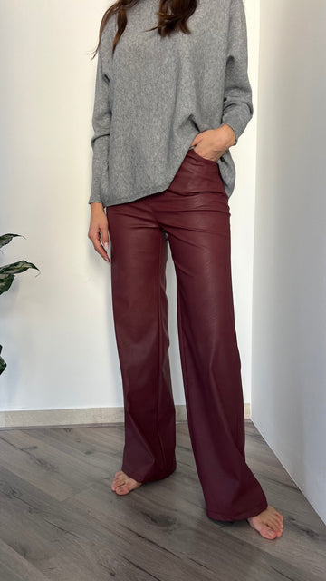 Pantalone simil pelle borgonga