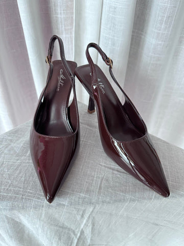 Sling back lucida cioccolato