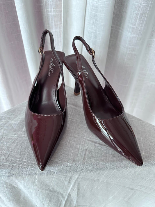 Sling back lucida cioccolato