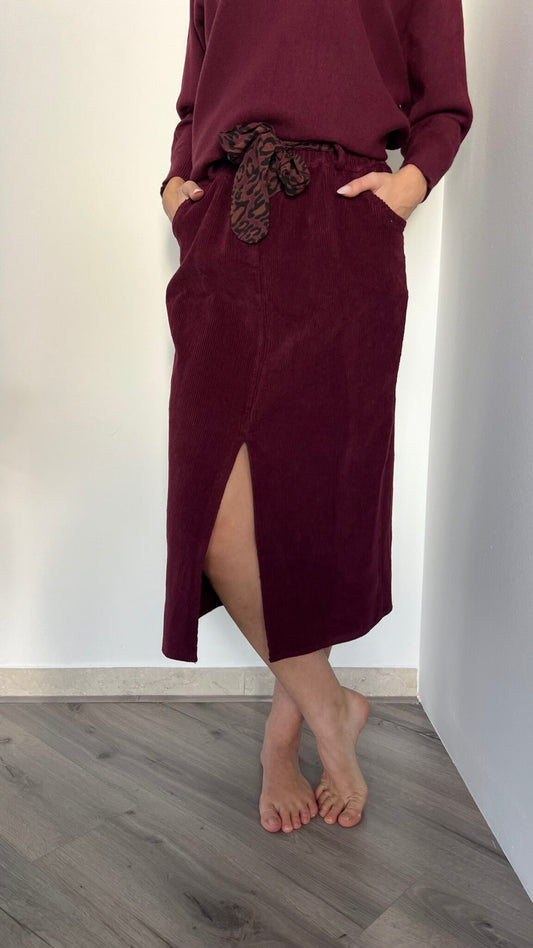 Gonna in velluto a costine