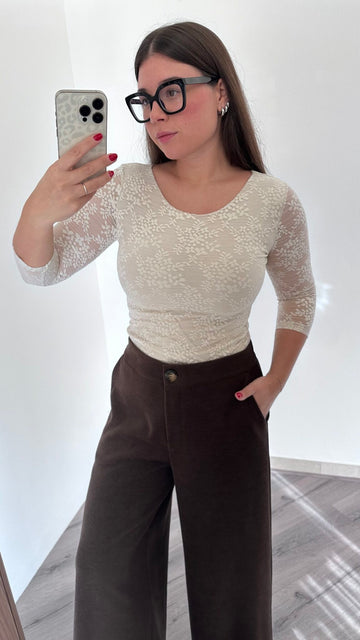 Maglia in pizzo manica a 3/4