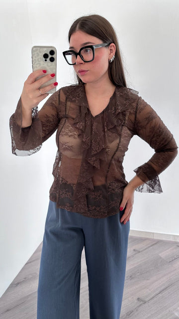 Maglia pizzo con balza