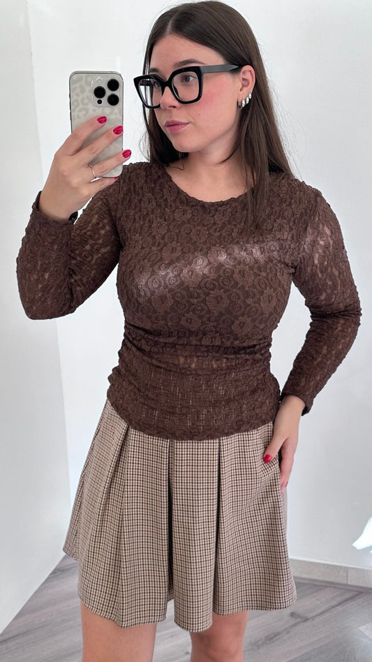 Maglia in pizzo manica lunga