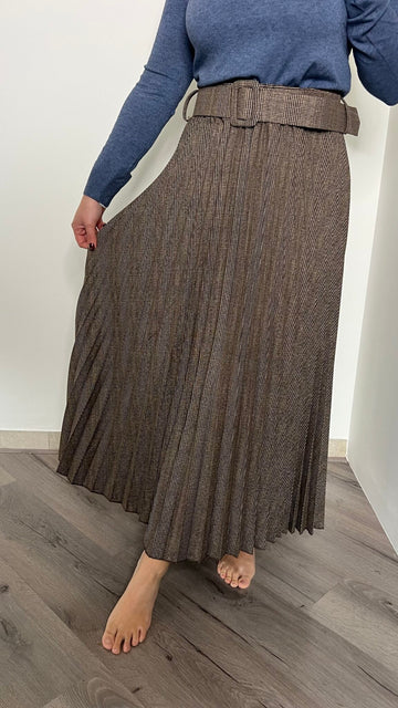 Gonna plissè con cinturone