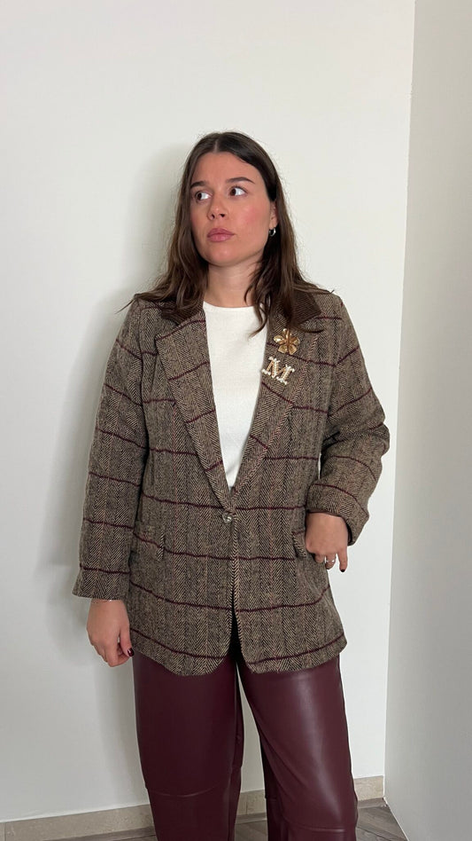 Giacca con quadro borgogna
