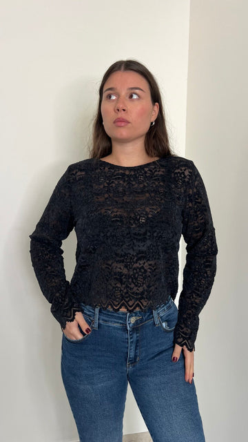 Maglia manica lunga in pizzo