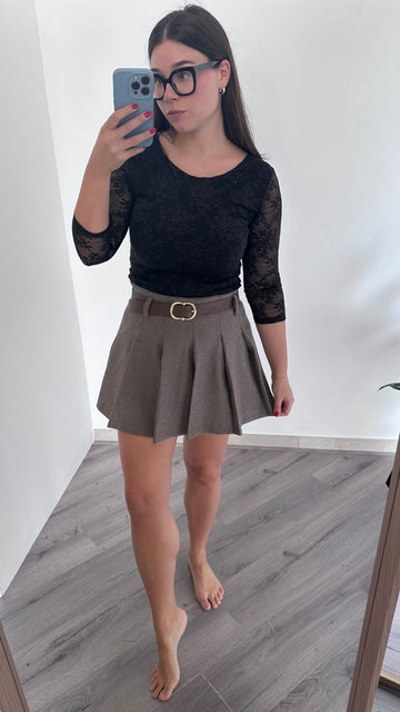 Gonna pantalone effetto spinato