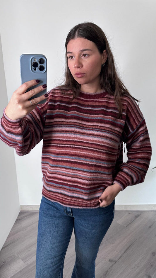 Maglione caldo a righe