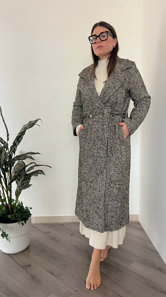 Cappotto spinato con lana