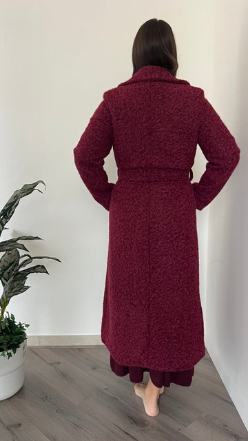 Cappotto bouclè con cintura