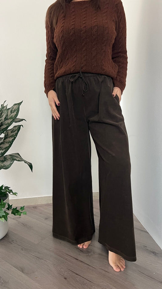 Panta over in velluto costine