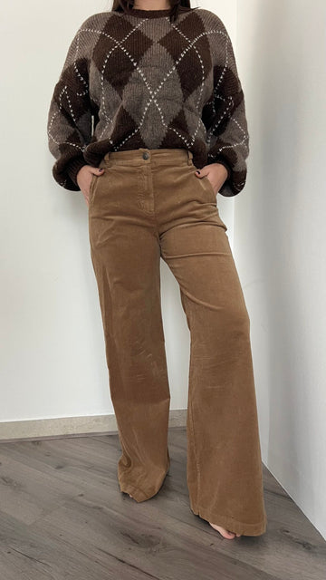 Pantalone wide leg velluto